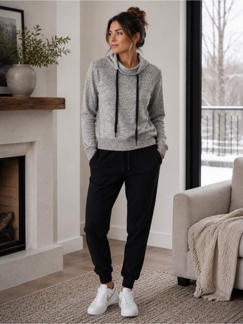 Rails Faith Tie Cowl Neck Sweater/Sweatshirt in Gray Melange Size S $238